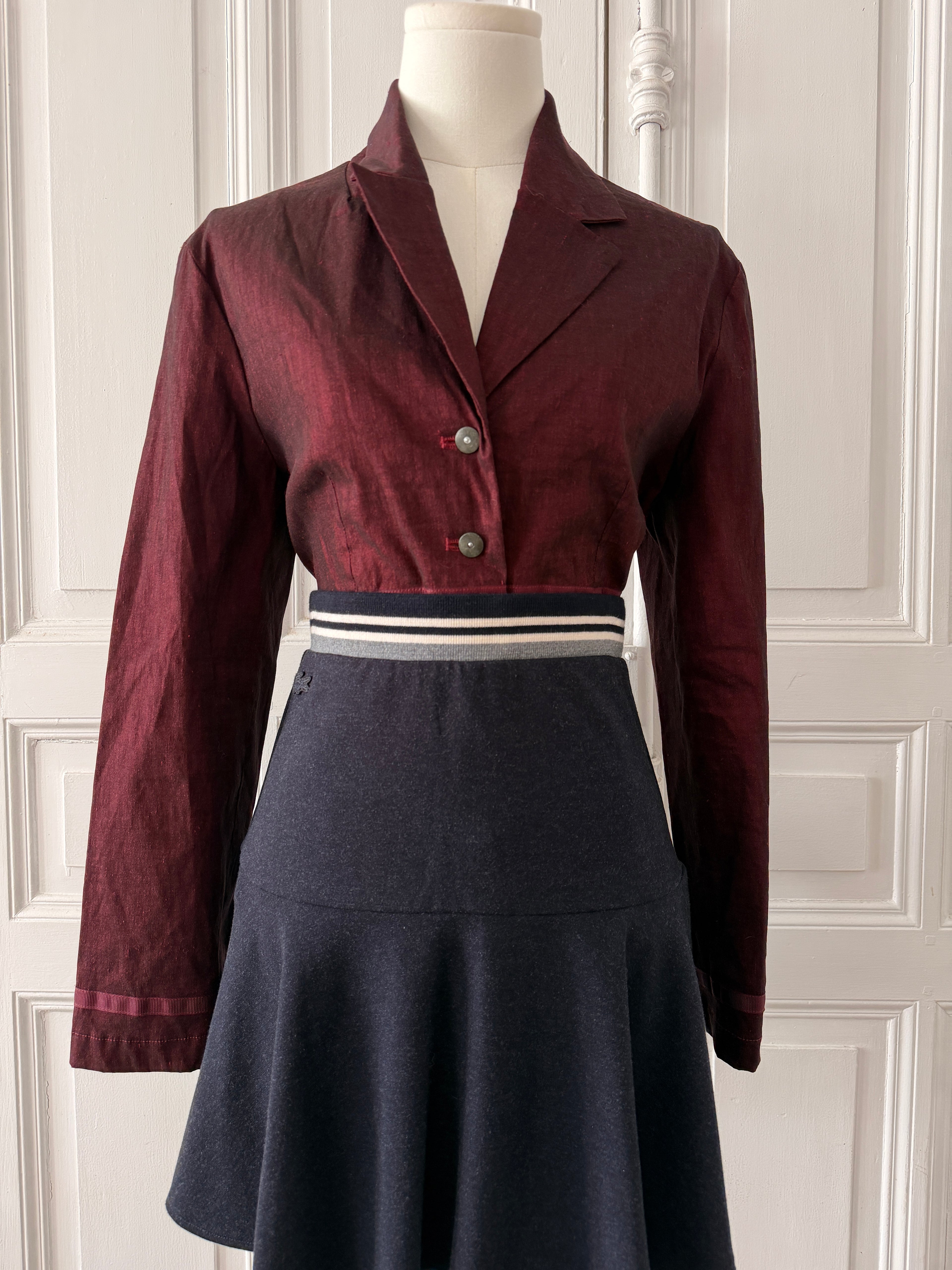 Y2K Veste en toile élastique rouge taille 40