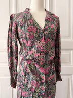 VINTAGE Hand made tailleur jupe imprimé fleuri taille 36/38