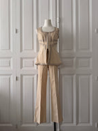 ROMÉO POUR JULIETTE Ensemble tailleur pantalon 2000s beige taille 36
