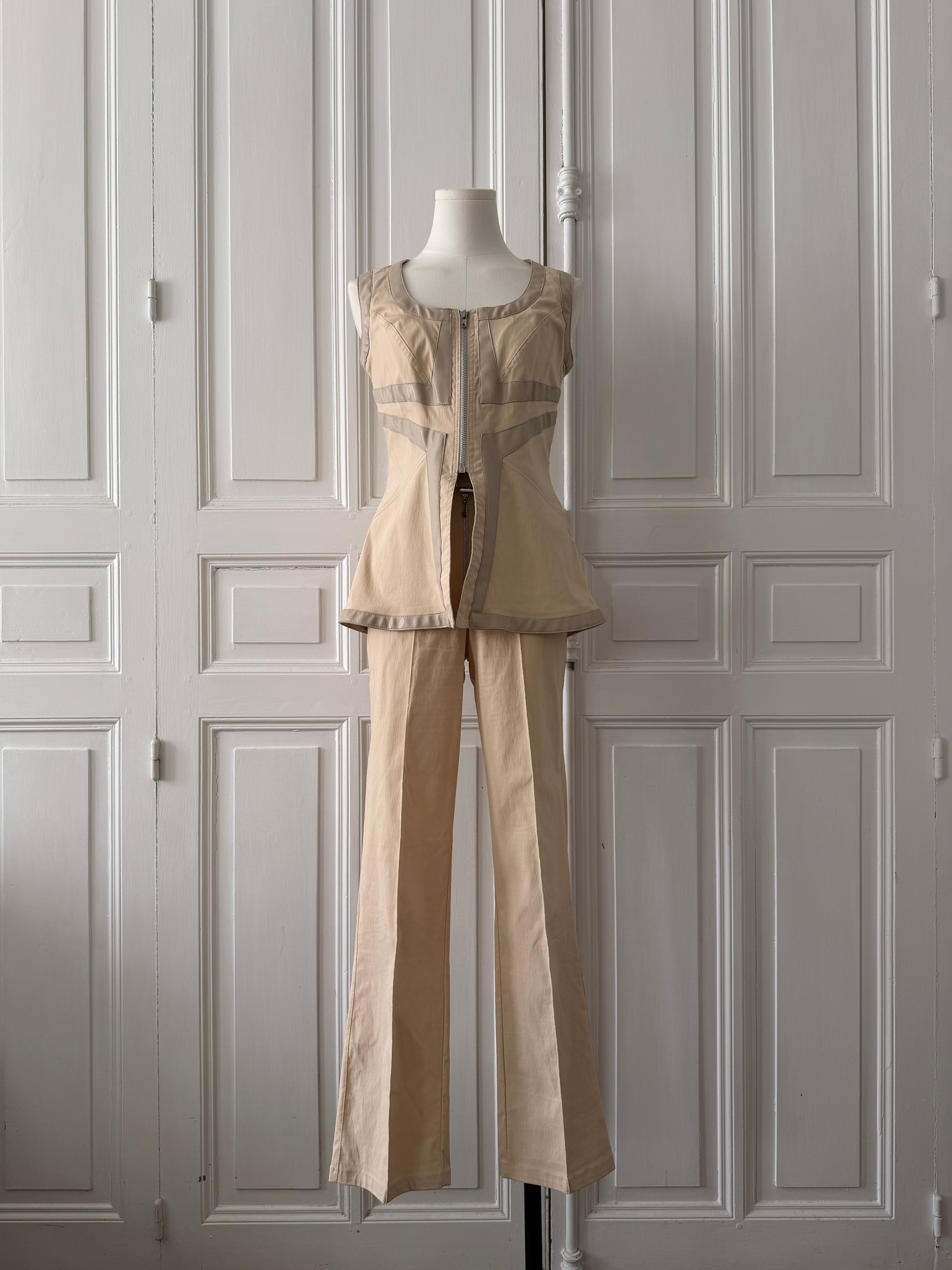 ROMÉO POUR JULIETTE Ensemble tailleur pantalon 2000s beige taille 36