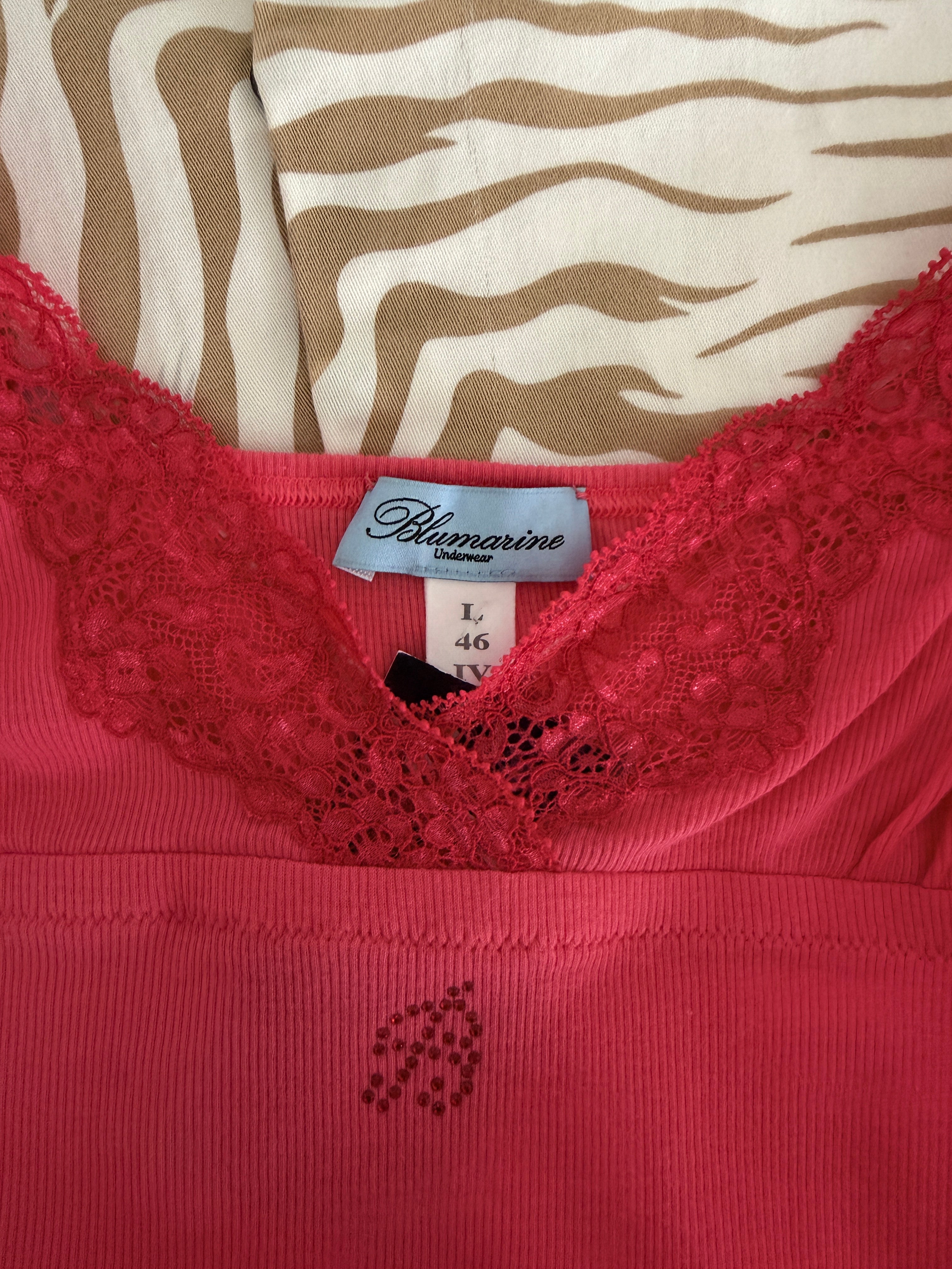 BLUMARINE underwear y2k top rose à bretelle