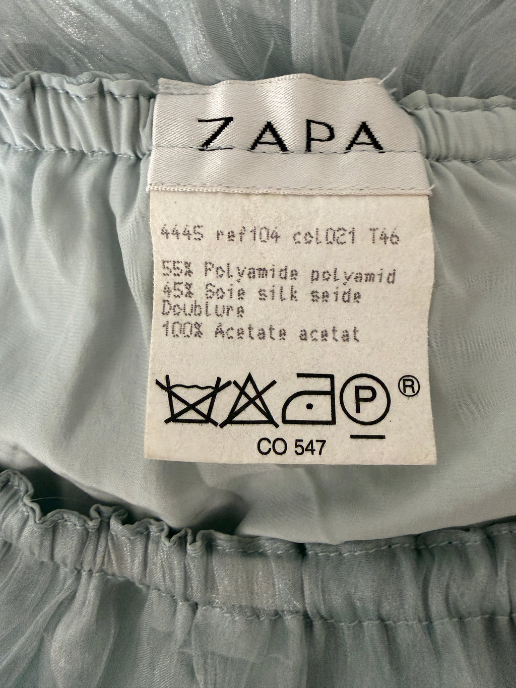 ZAPA jupe en soie bleu effet bouffant foncée taille 38