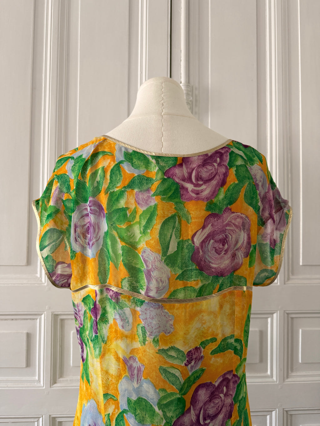 CHAKOK Ensemble pantalon tunique biais doré fleuri jaune taille 38