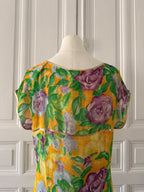 CHAKOK Ensemble pantalon tunique biais doré fleuri jaune taille 38
