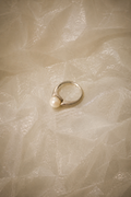 VINTAGE Bague en platine avec perle fine