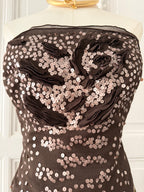 FÈRAUD bustier en soie brodé de sequins taille 46