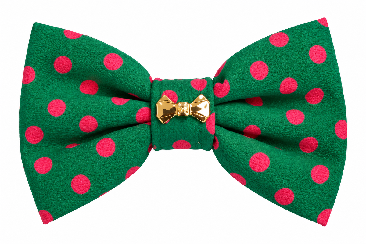 NINA RICCI barrette noeud vintage vert à pois roses