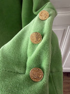 YVES SAINT LAURENT Ensemble top et jupe vert pomme velours brodé taille 38