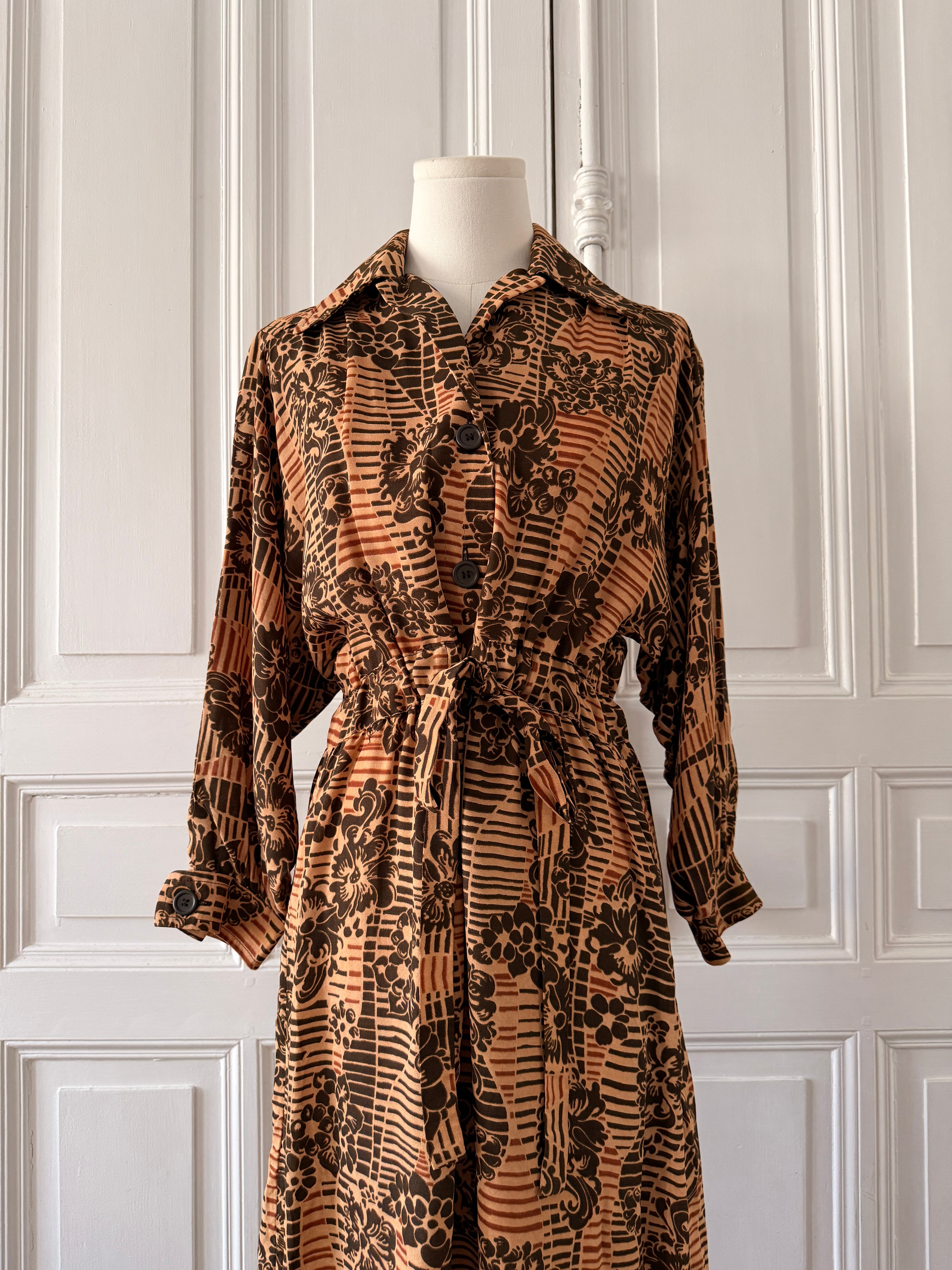 TED LAPIDUS Robe marron vintage années 70