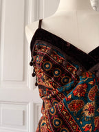 Y2K top en velours décoré à bretelle taille 40