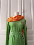 YVES SAINT LAURENT Foulard carré de soie moiré orange soie et viscose