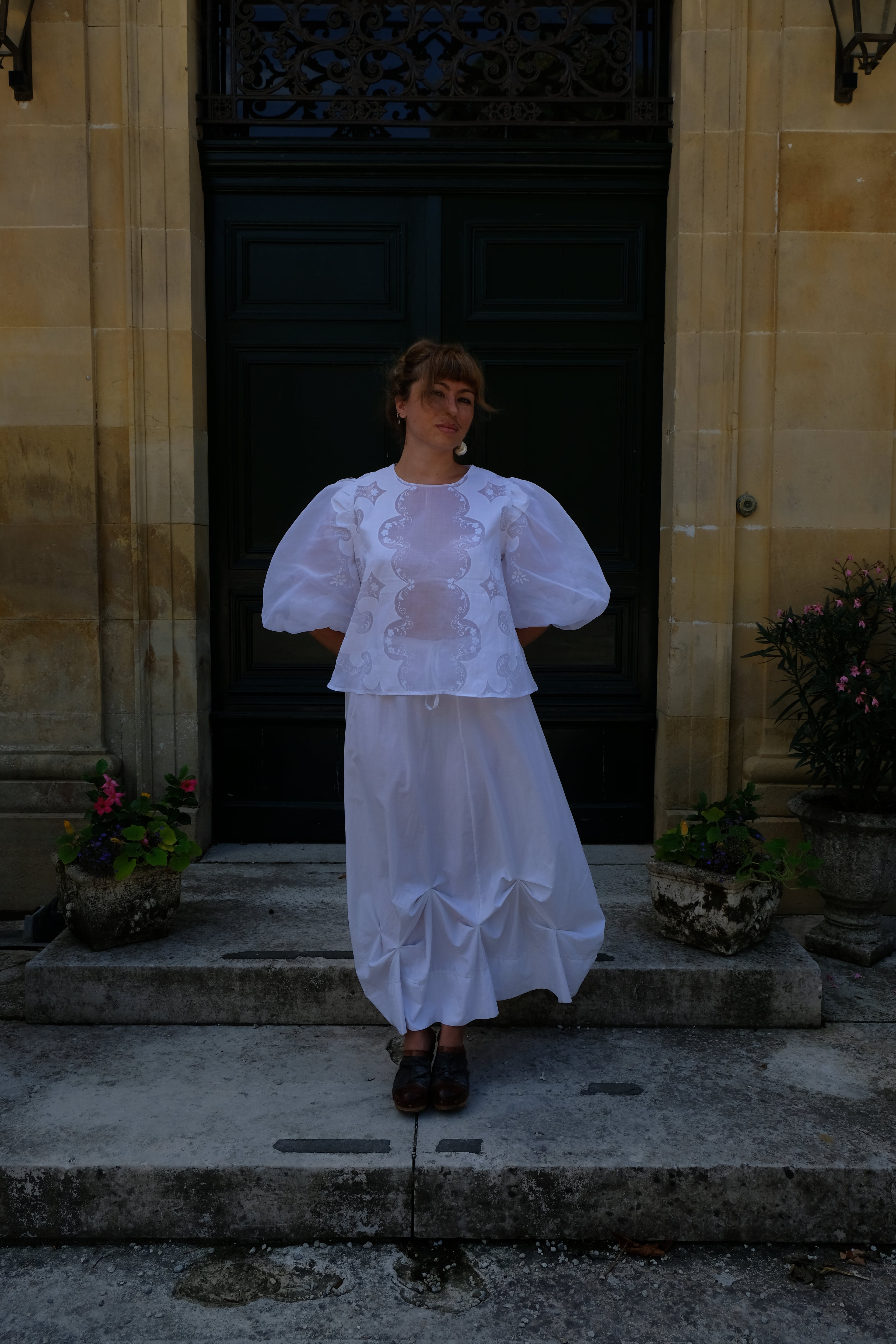 EMMA VERDIER KREMER Blouse Héritage en organza motif devant