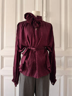 TED LAPIDUS Chemisier en soie manche bouffante col lavallière taille 38