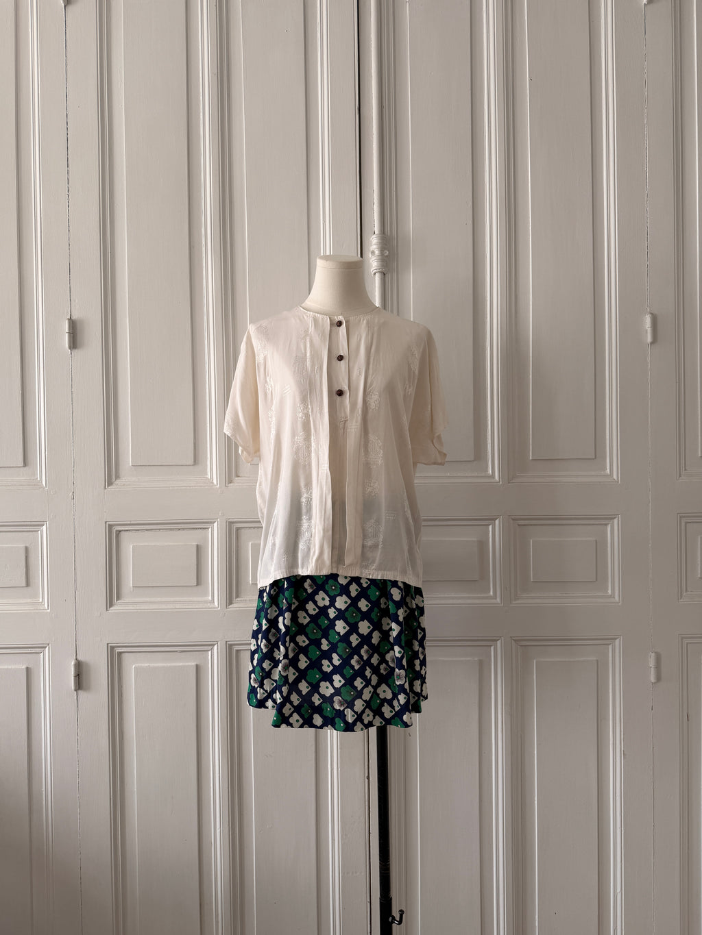 VINTAGE Sandro top blanc tissé esprit années 80