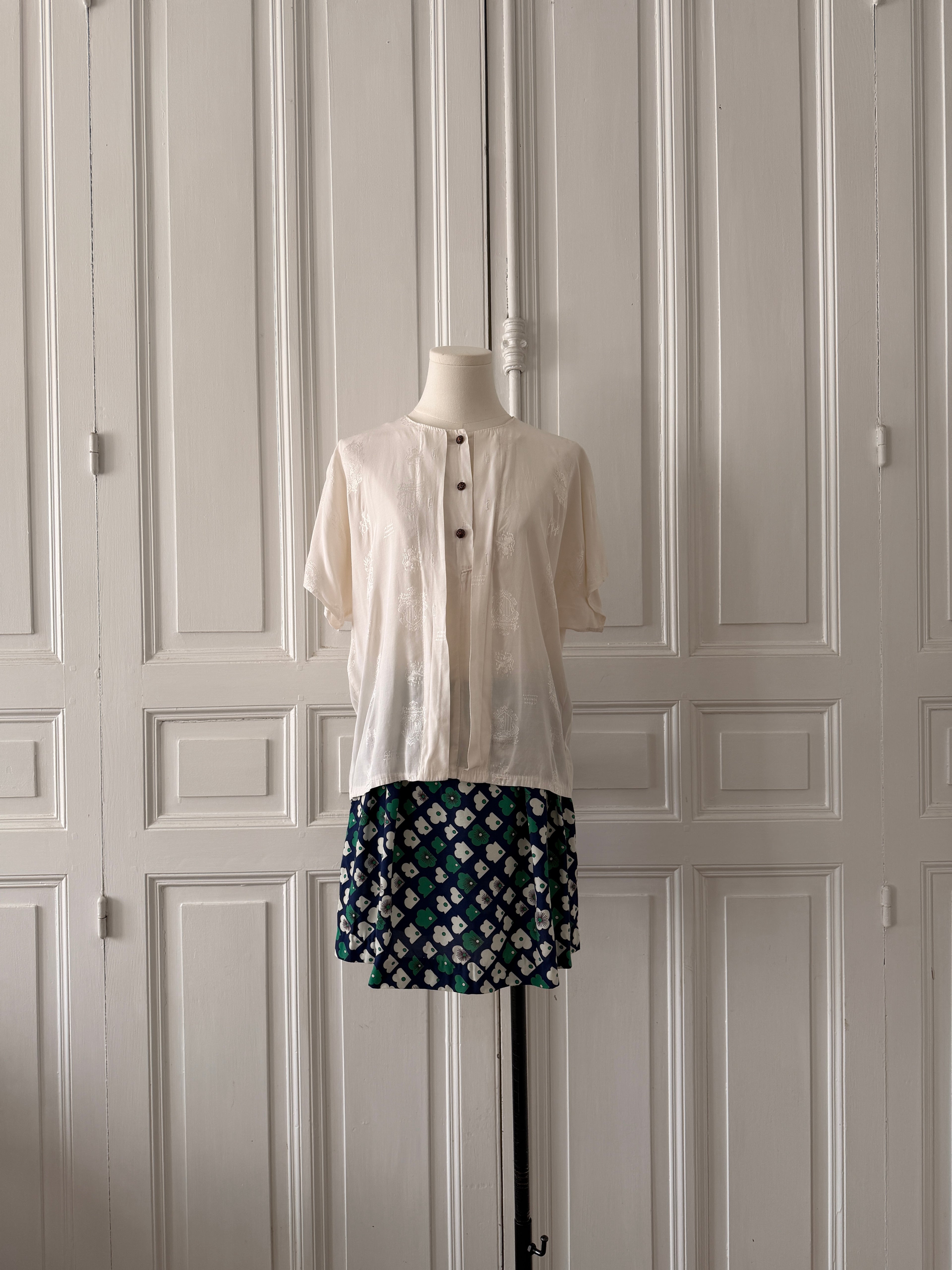 VINTAGE Sandro top blanc tissé esprit années 80