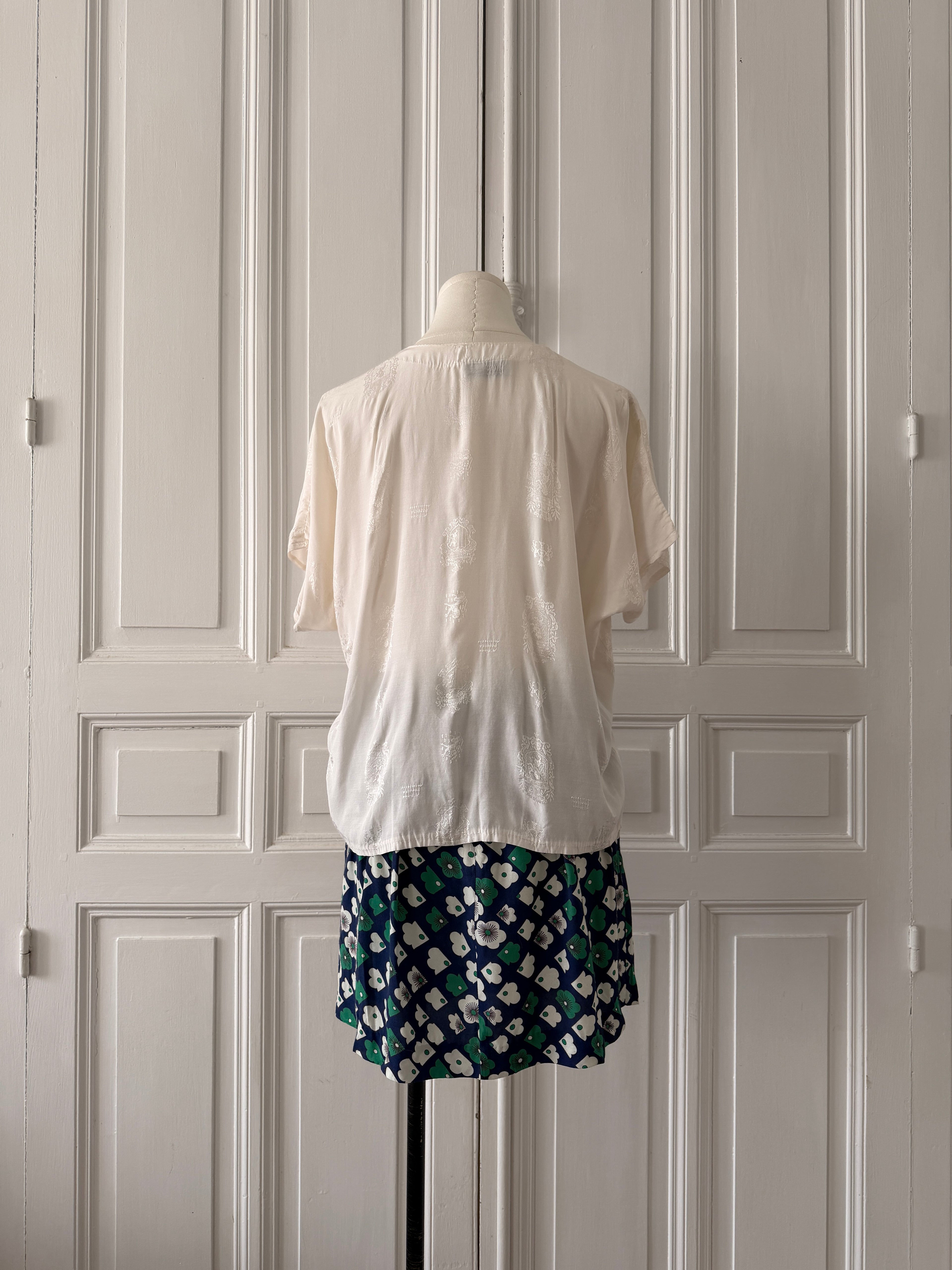 VINTAGE Sandro top blanc tissé esprit années 80