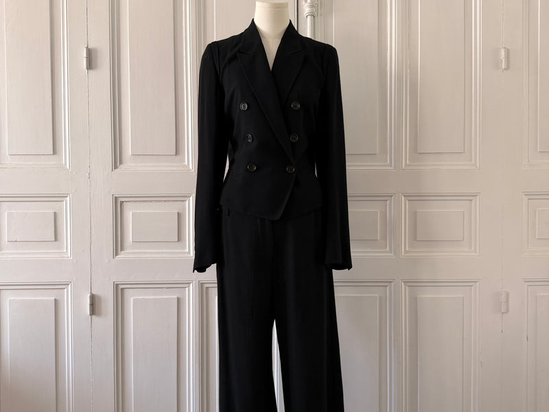 ANN DEMELEUMEESTER Ensemble tailleur pantalon en laine noire taille 38