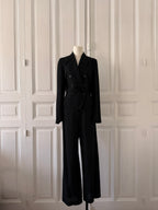 ANN DEMELEUMEESTER Ensemble tailleur pantalon en laine noire taille 38