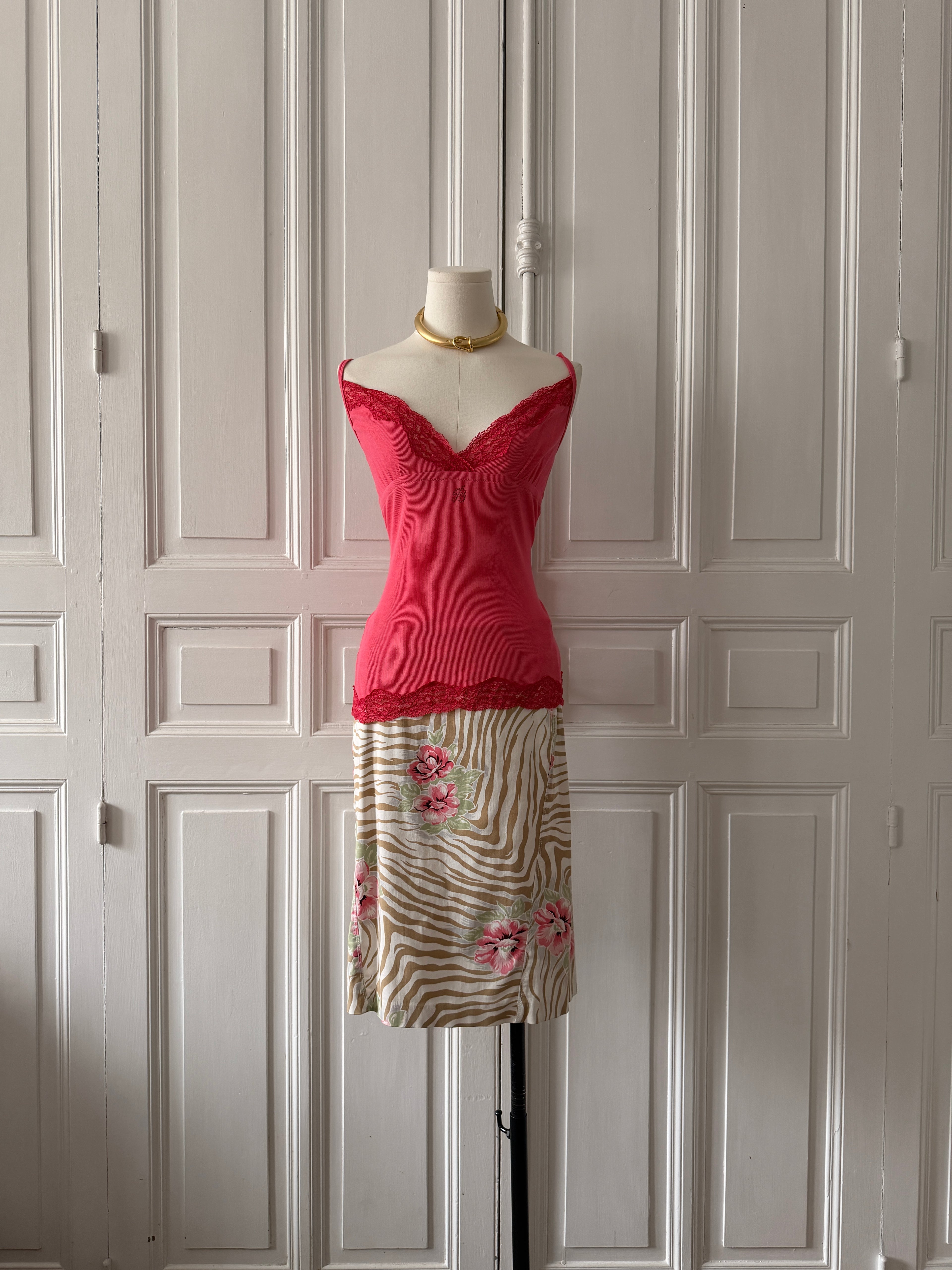 BLUMARINE underwear y2k top rose à bretelle