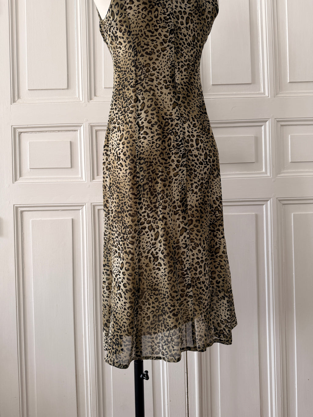 VINTAGE Y2K Robe léopard imprimée en mousseline taille 36 faite main