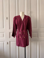 VINTAGE Blazer violet lin et coton année 80 taille 44