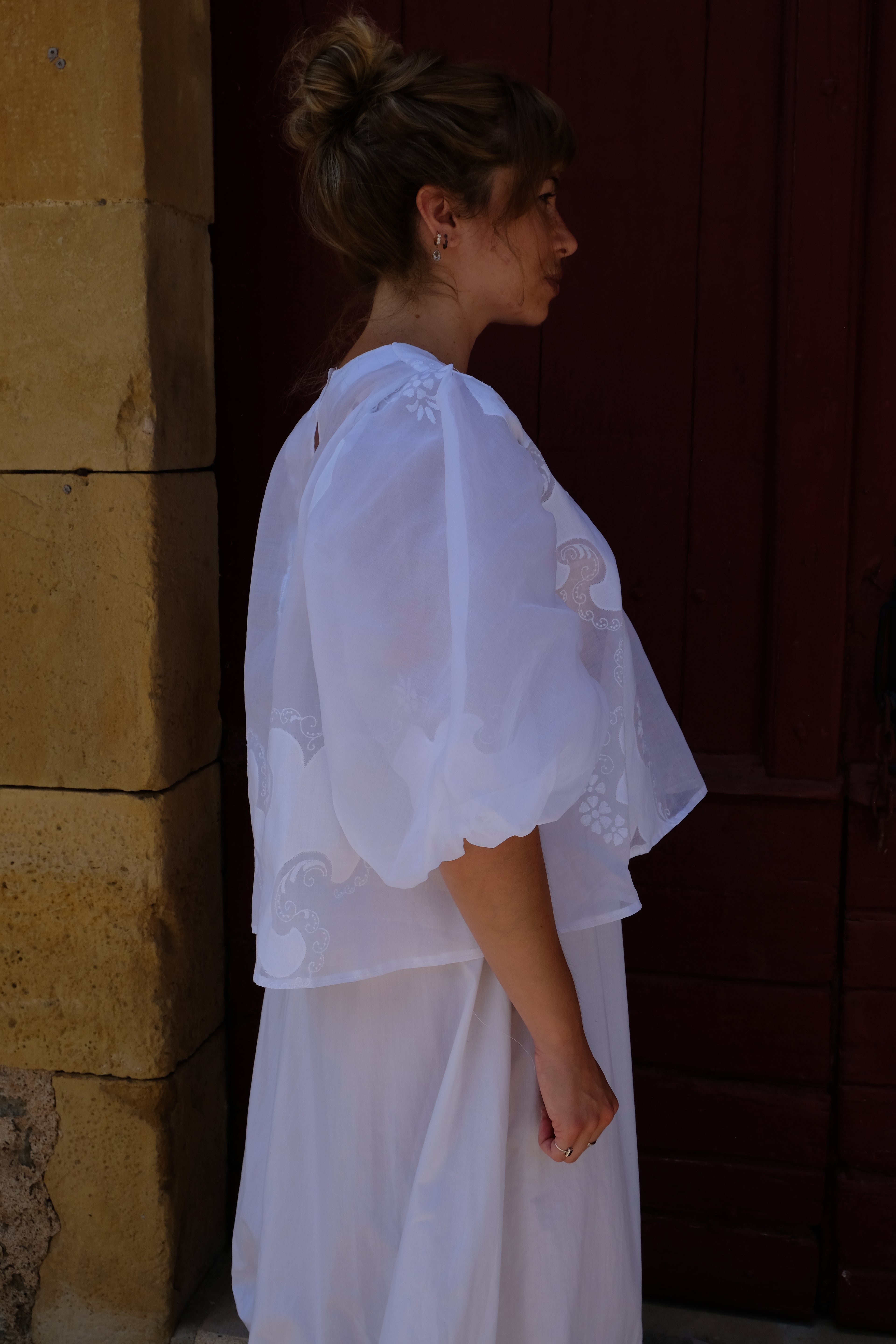 EMMA VERDIER KREMER Blouse Héritage en organza motif devant