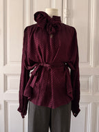 TED LAPIDUS Chemisier en soie manche bouffante col lavallière taille 38
