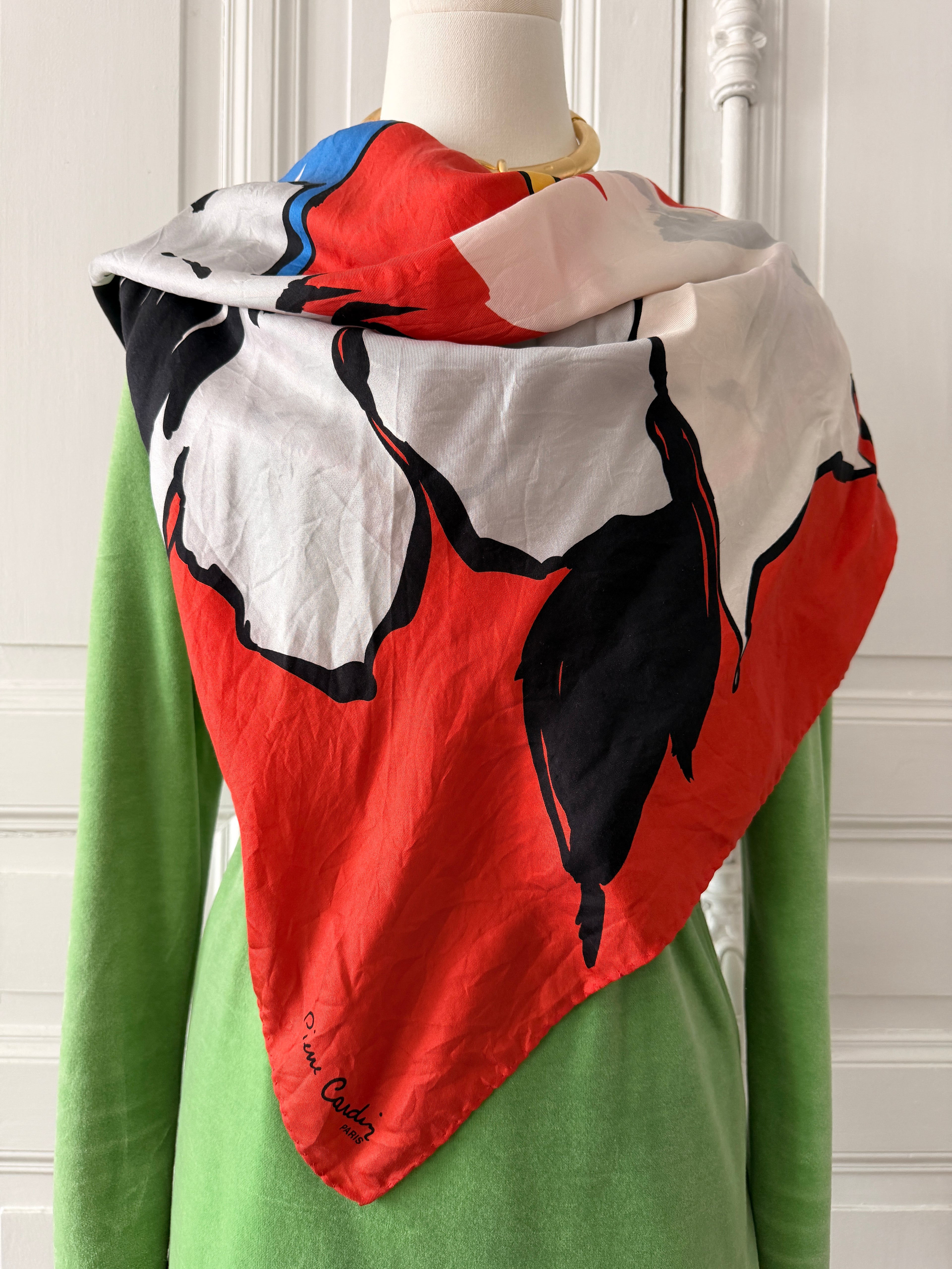 PIERRE CARDIN foulard carré de soie multicolore