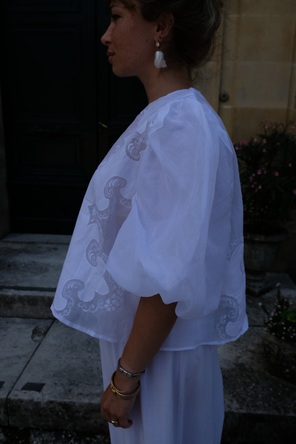 EMMA VERDIER KREMER Blouse Héritage en organza motif devant