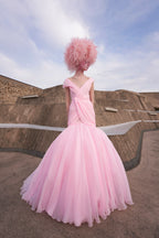 GIAMBATTISTA VALLI Robe Haute couture en soie rose collection 2021-22