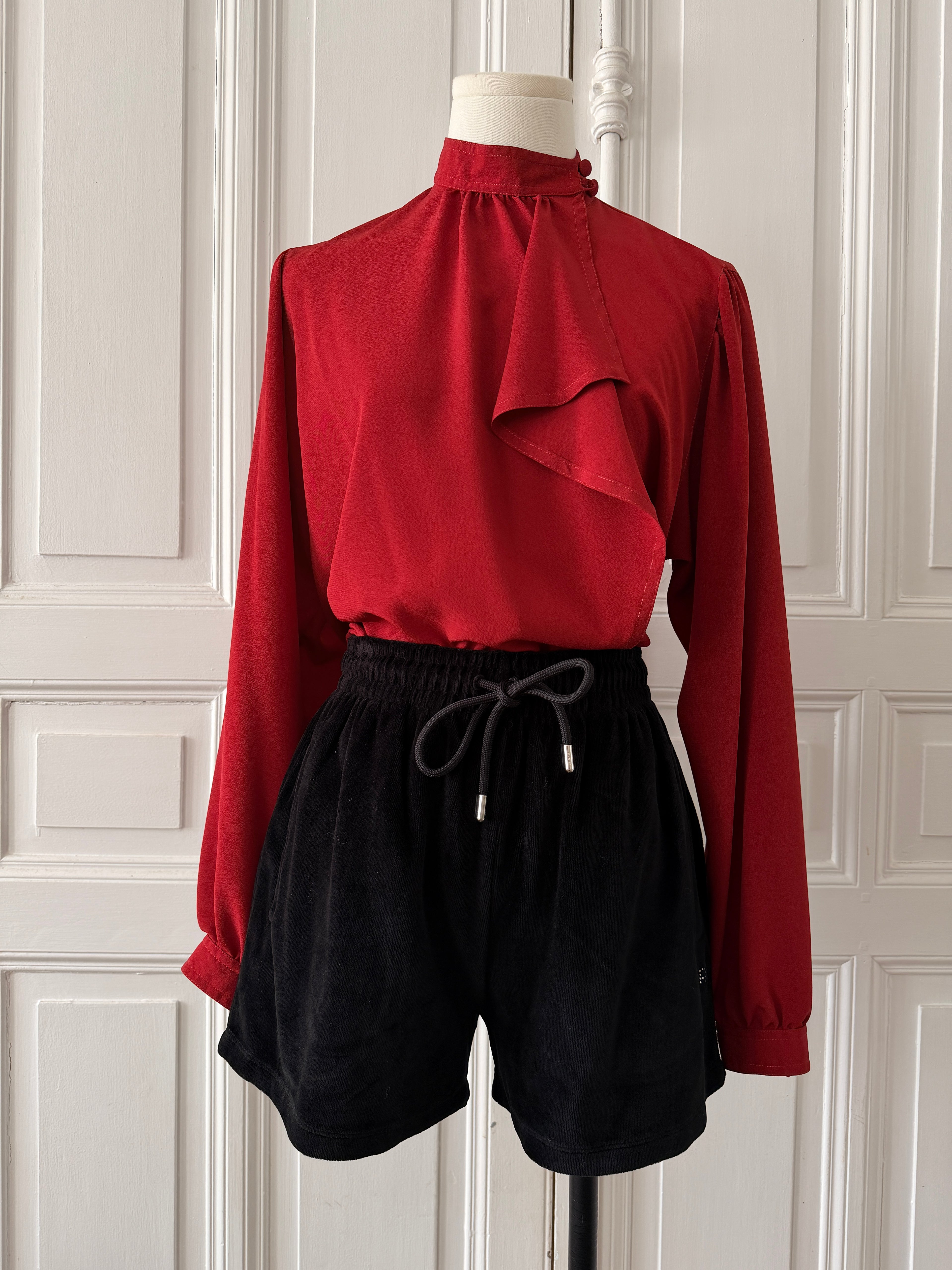 VINTAGE L’envol Paris chemisier rouge carmin à volants vintage taille 40