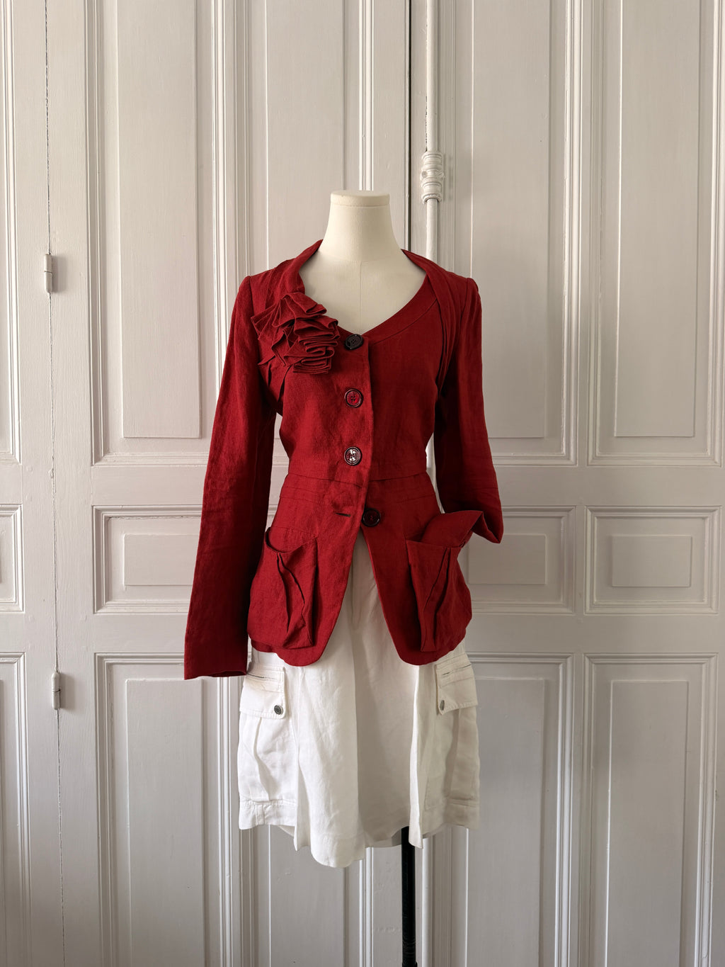 SONIA RYKIEL Veste coquelicot en lin taille 36