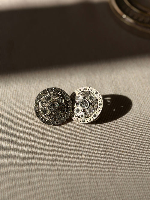 BALENCIAGA Boucles a strass métal argenté