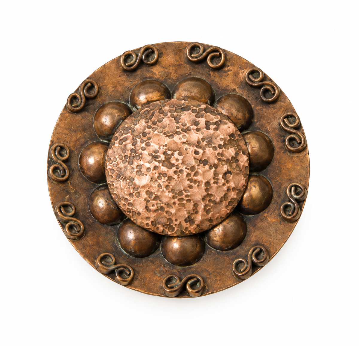 BRONZE Jean AUGIS Broche art déco en bronze émaillé comme des perles