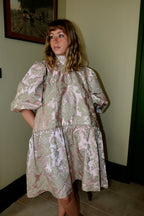 EMMA VERDIER KREMER- Robe midi en jacquard doublé ancien brodé - Modèle Héritage