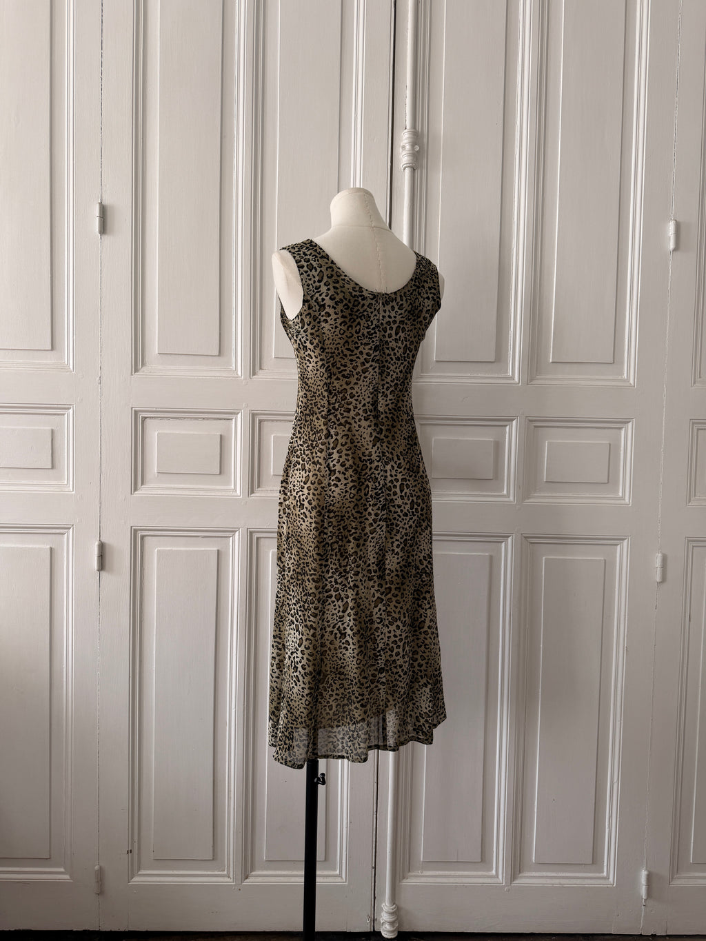 VINTAGE Y2K Robe léopard imprimée en mousseline taille 36 faite main