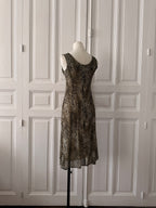 VINTAGE Y2K Robe léopard imprimée en mousseline taille 36 faite main