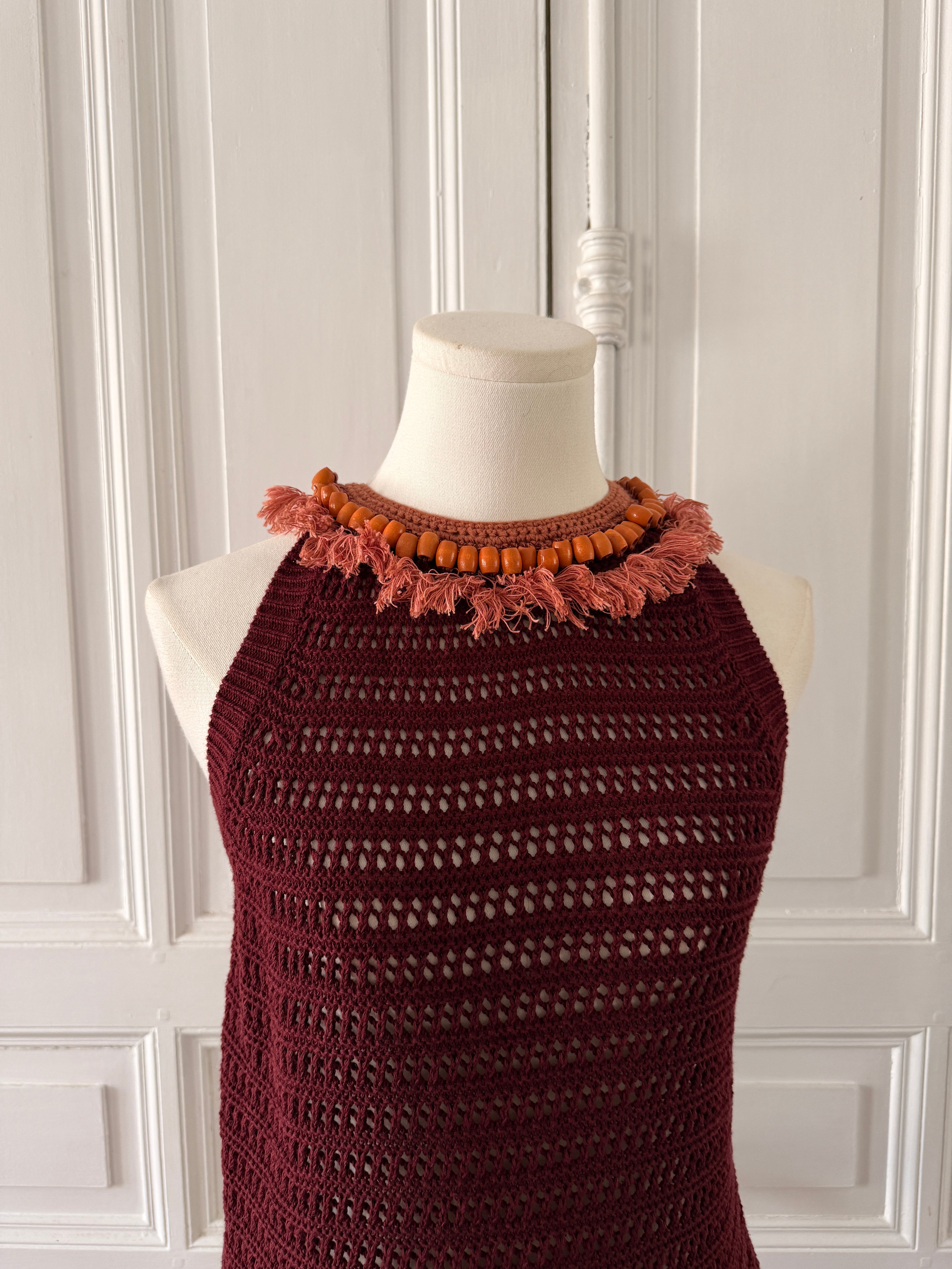 VANESSA BRUNO Top en cochet et perles taille M