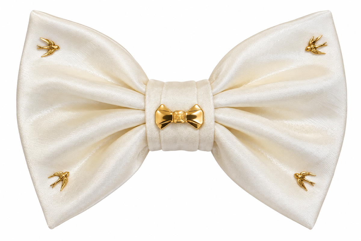 NINA RICCI barrette noeud vintage satin blanc