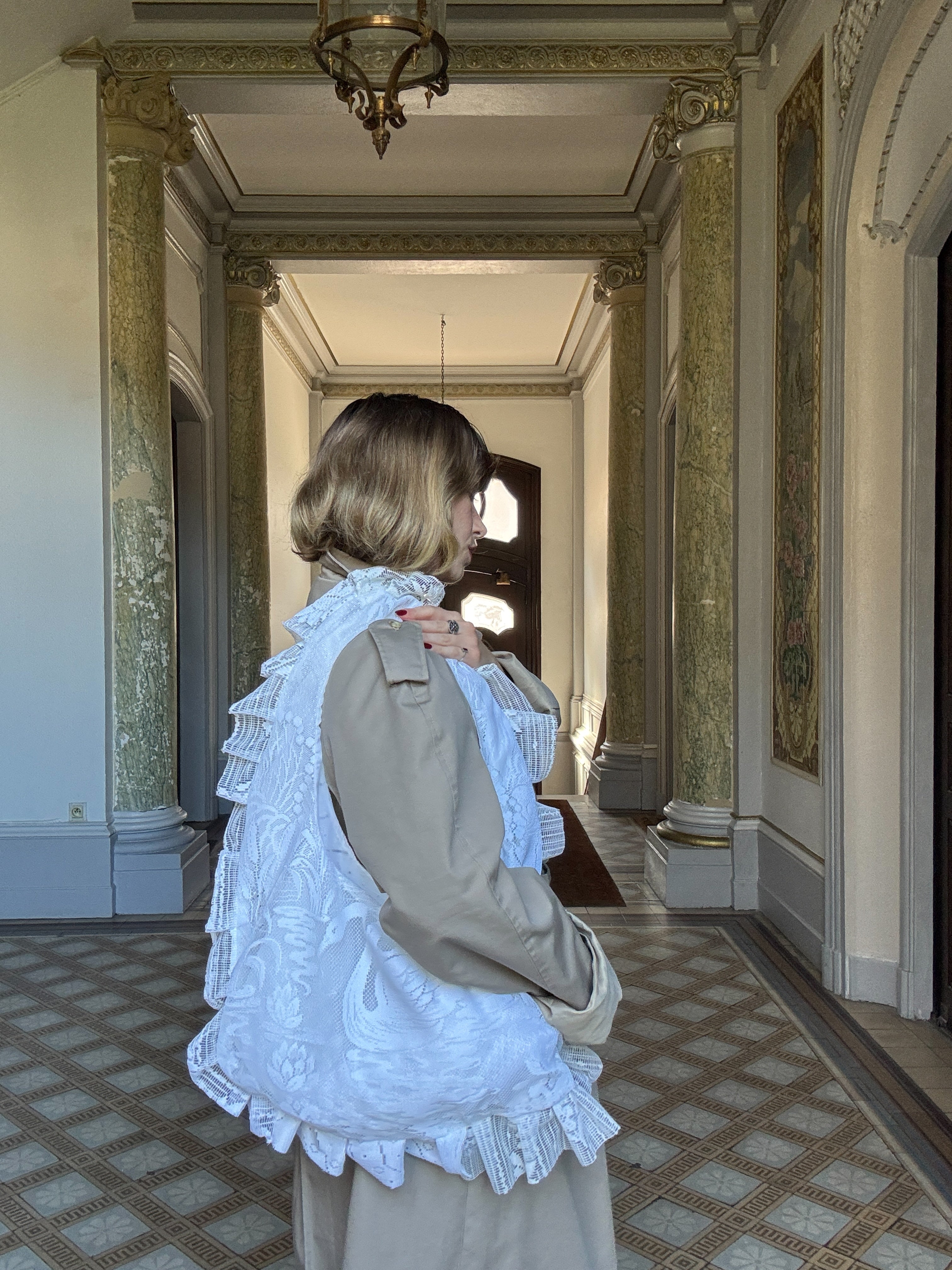 Sac à main Voilage Dentelle Upcyclé- Modèle "Mémoire"- Rond