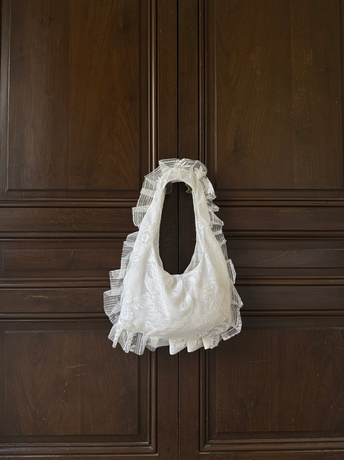 Sac à main Voilage Dentelle Upcyclé- Modèle "Mémoire"- Rond