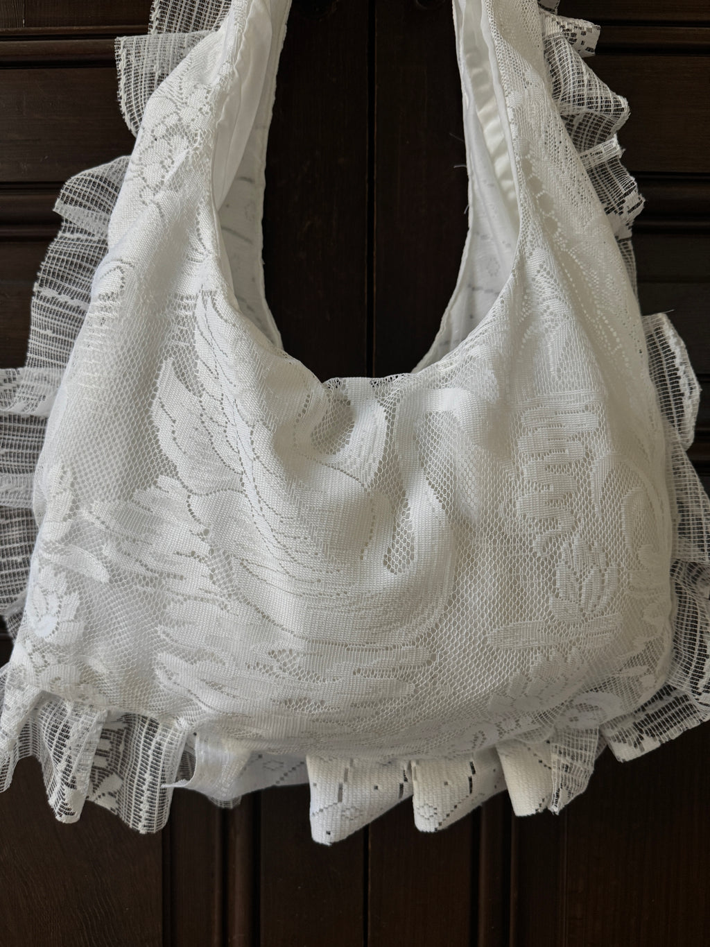 Sac à main Voilage Dentelle Upcyclé- Modèle "Mémoire"- Rond