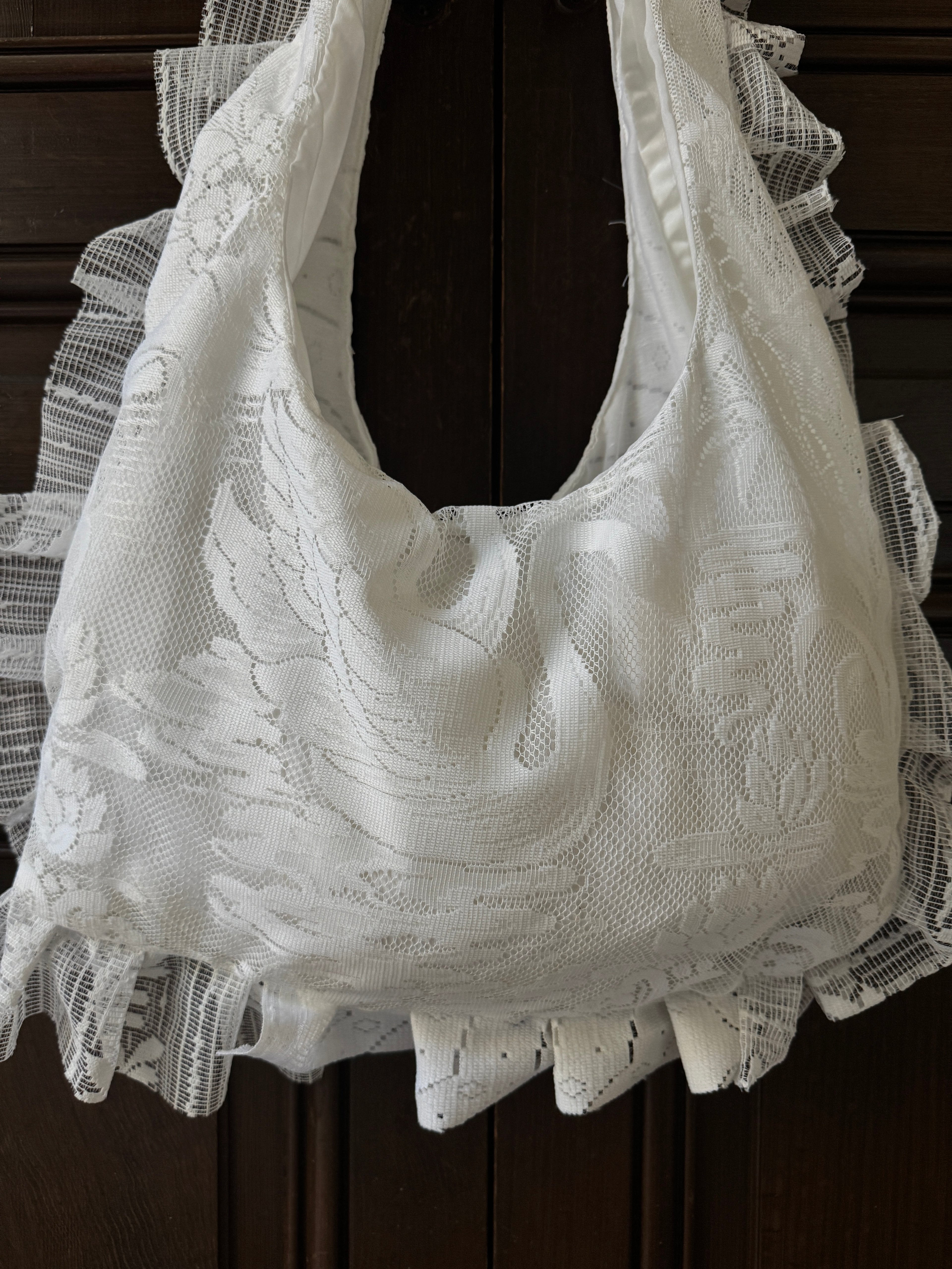 Sac à main Voilage Dentelle Upcyclé- Modèle "Mémoire"- Rond