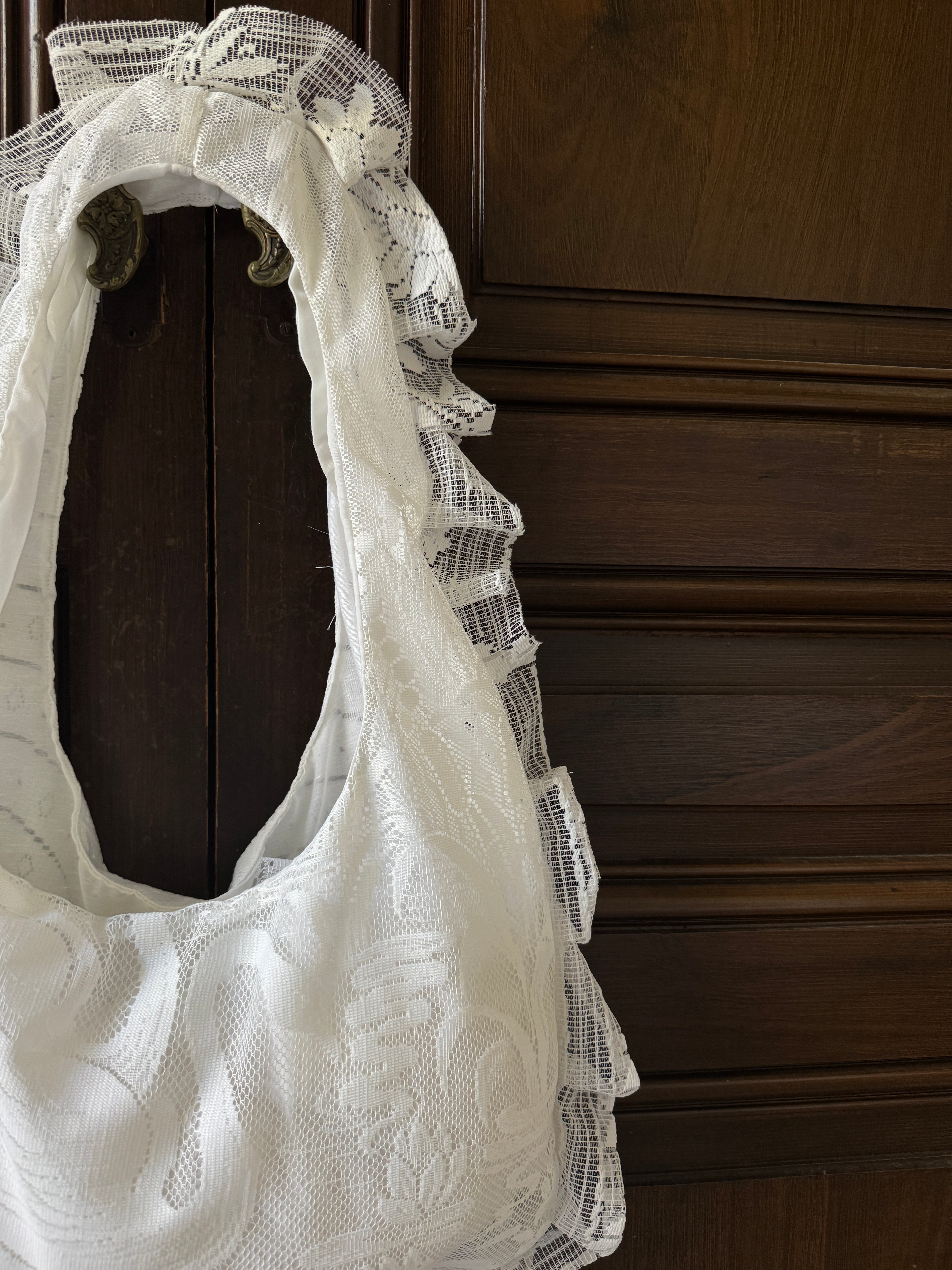 Sac à main Voilage Dentelle Upcyclé- Modèle "Mémoire"- Rond