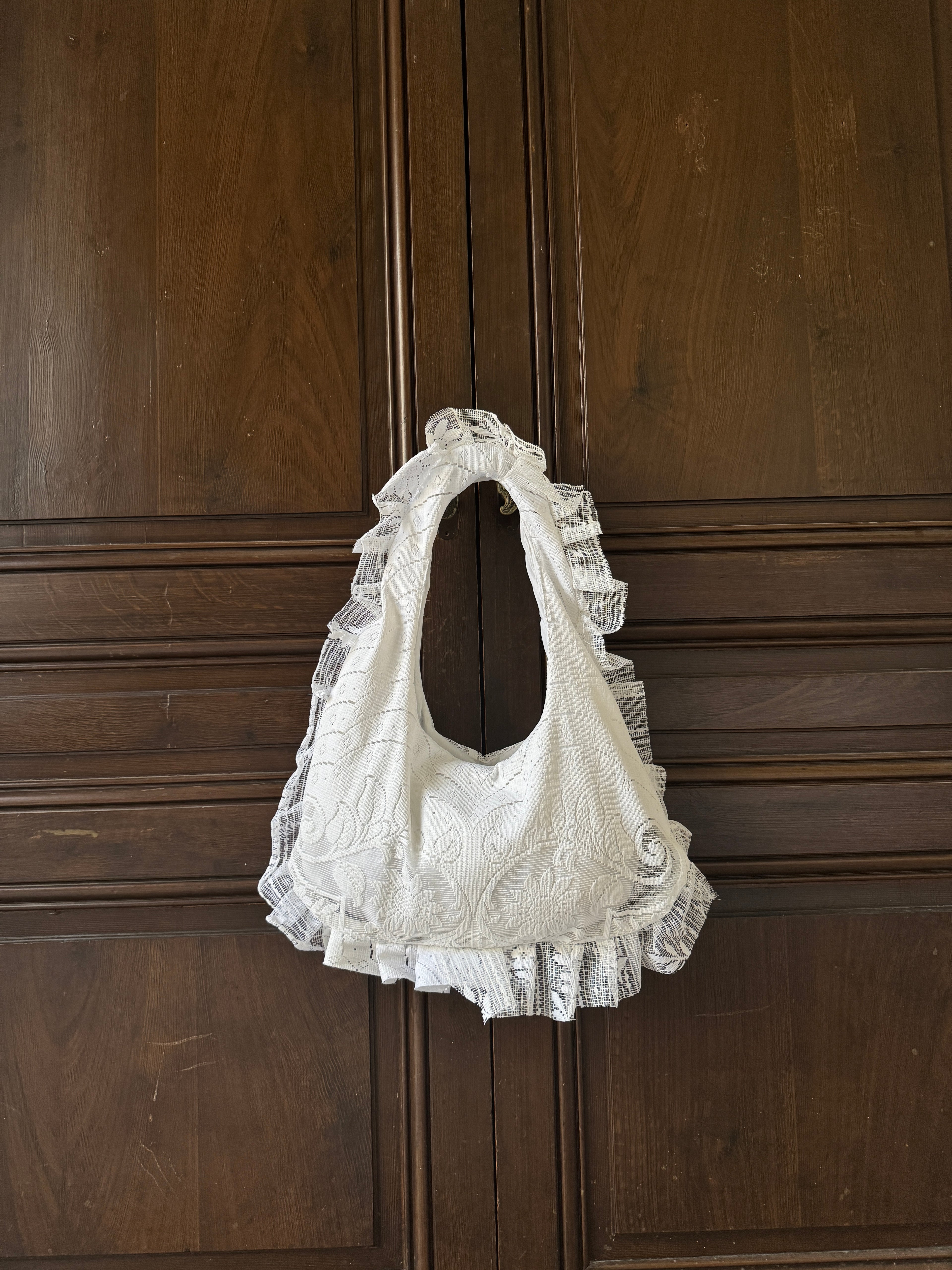 Sac à main Voilage Dentelle Upcyclé- Modèle "Mémoire"- Rond