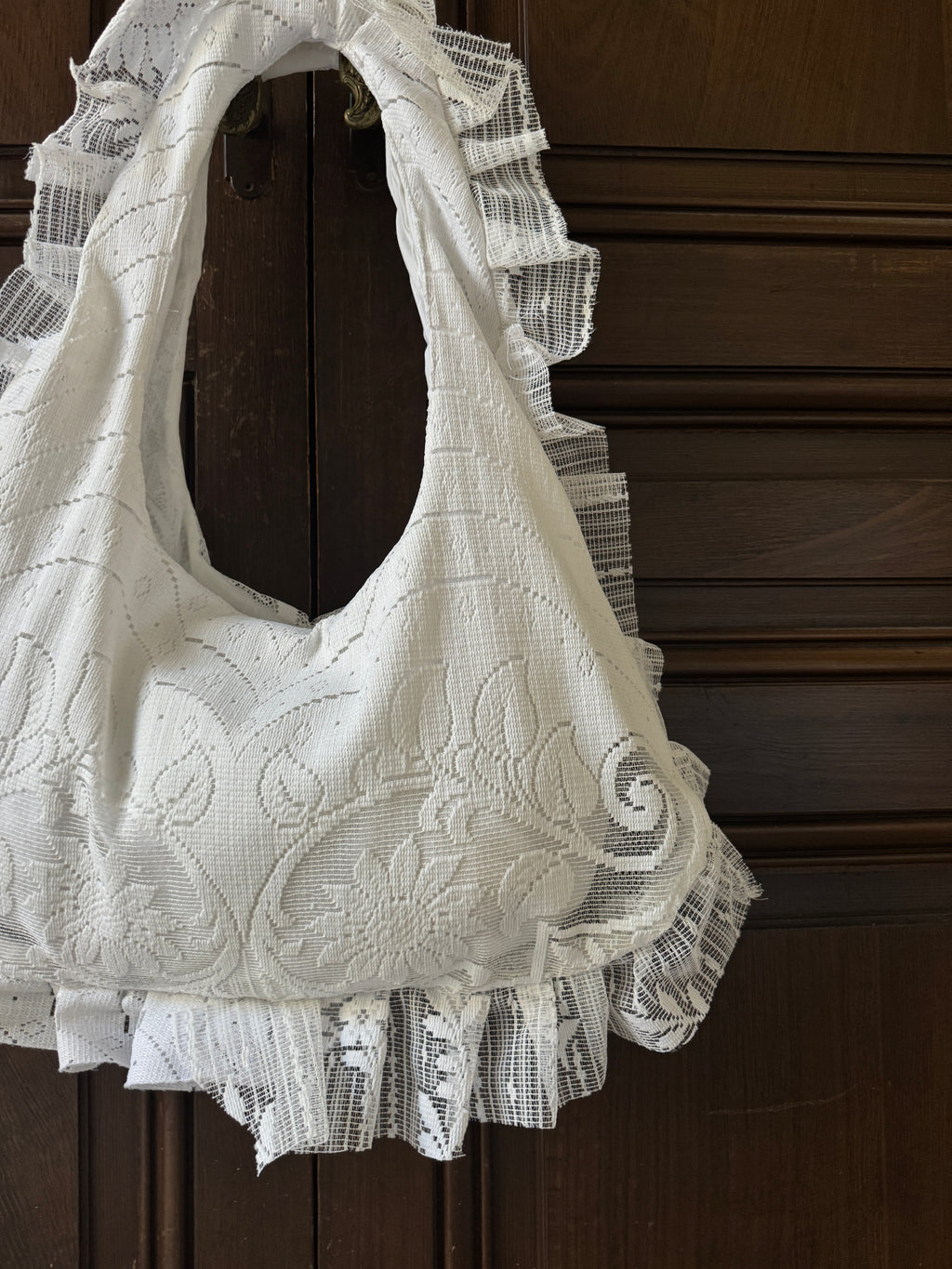 Sac à main Voilage Dentelle Upcyclé- Modèle "Mémoire"- Rond