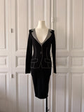 JC DE CASTELBAJAC Robe en laine trompe l’oeil noire et argenté taille 34