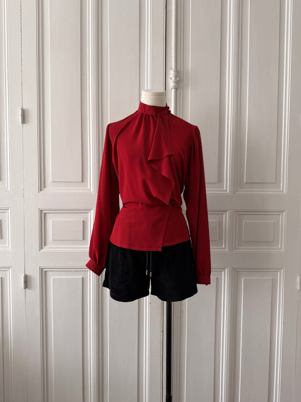 VINTAGE L’envol Paris chemisier rouge carmin à volants vintage taille 40