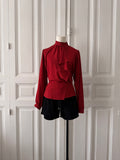VINTAGE L’envol Paris chemisier rouge carmin à volants vintage taille 40