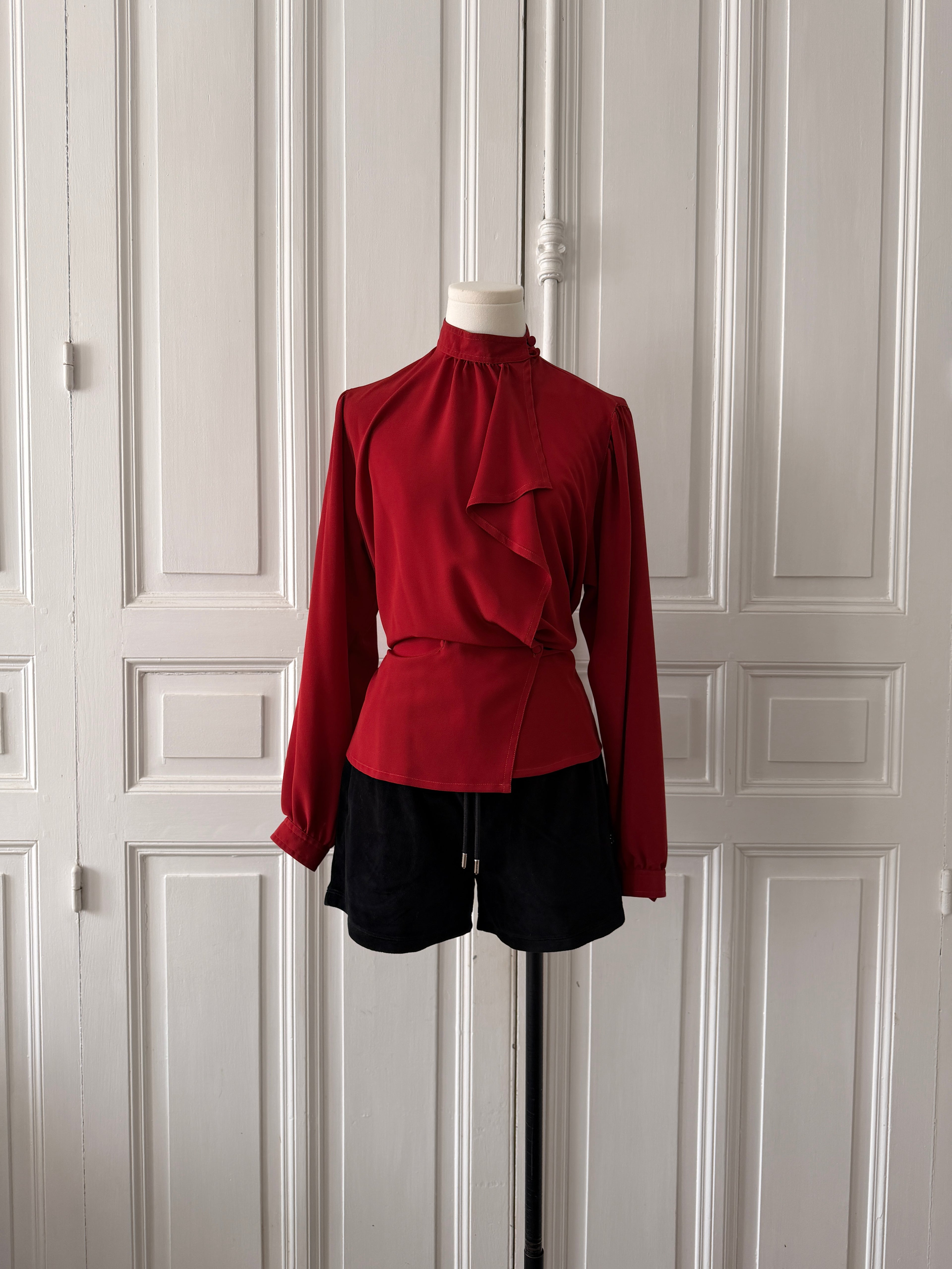 VINTAGE L’envol Paris chemisier rouge carmin à volants vintage taille 40